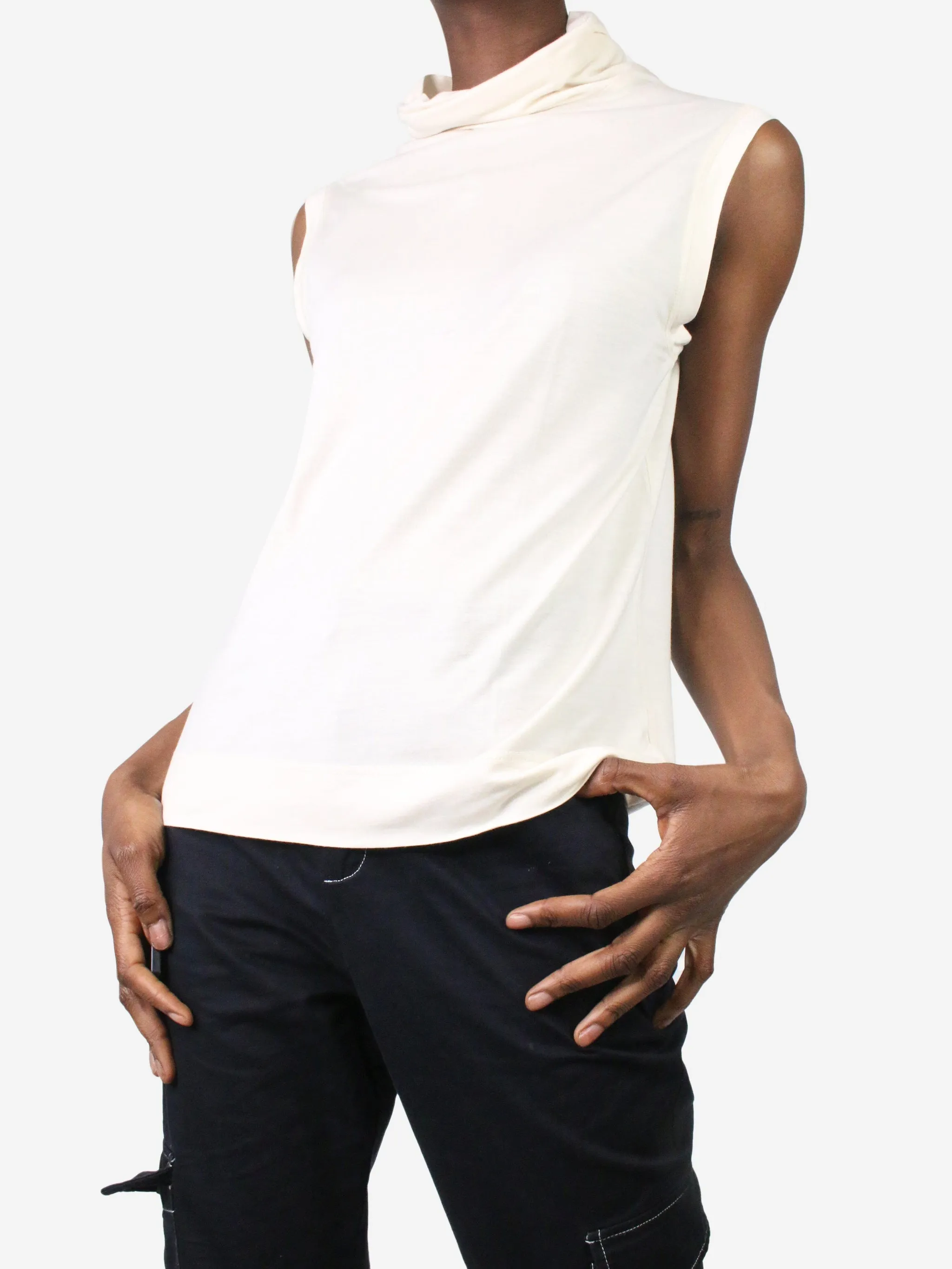   Cream sleeveless high-neck top - size M