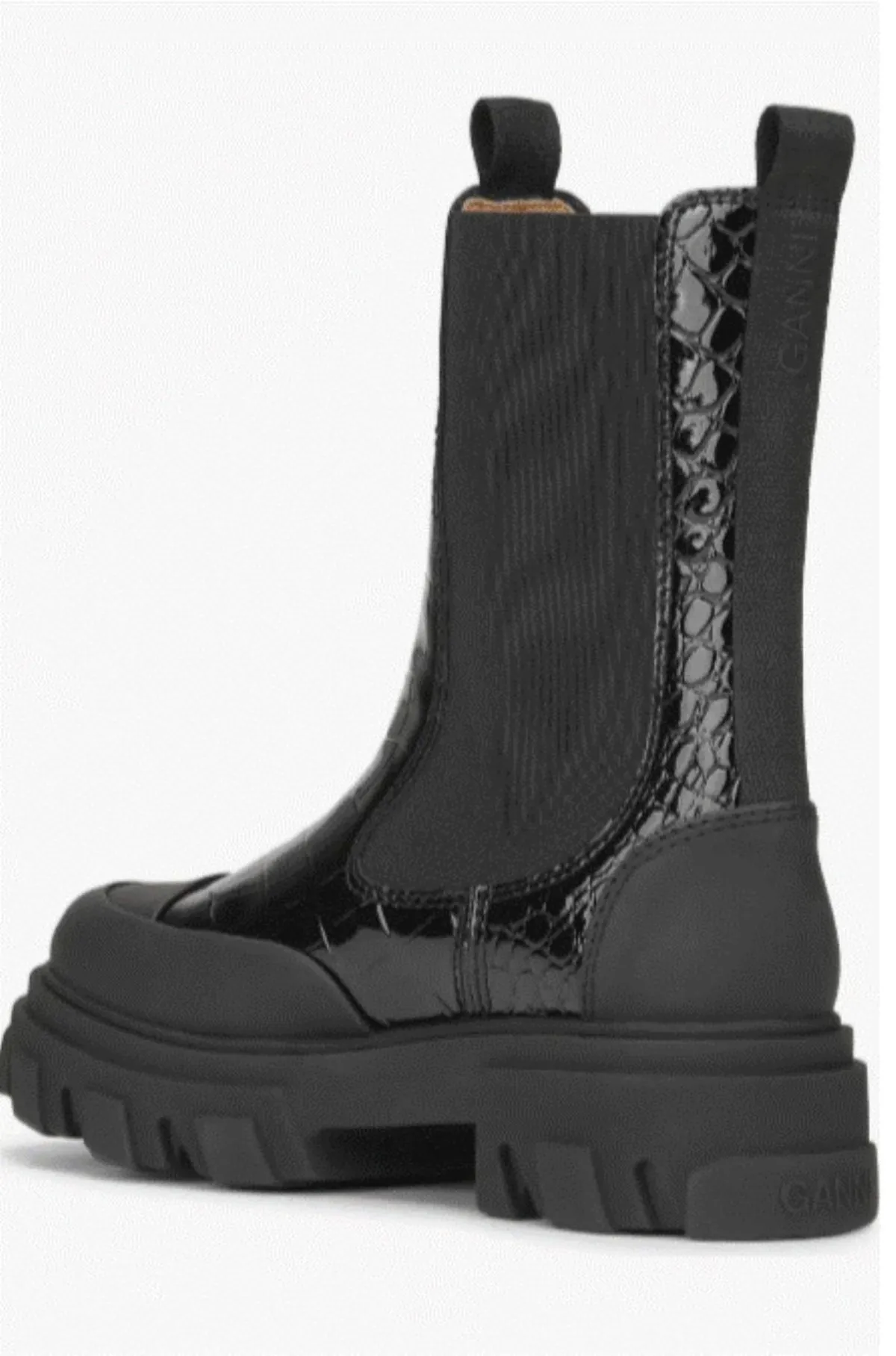 Croc Embossed Naplak Chelsea Boot - Black