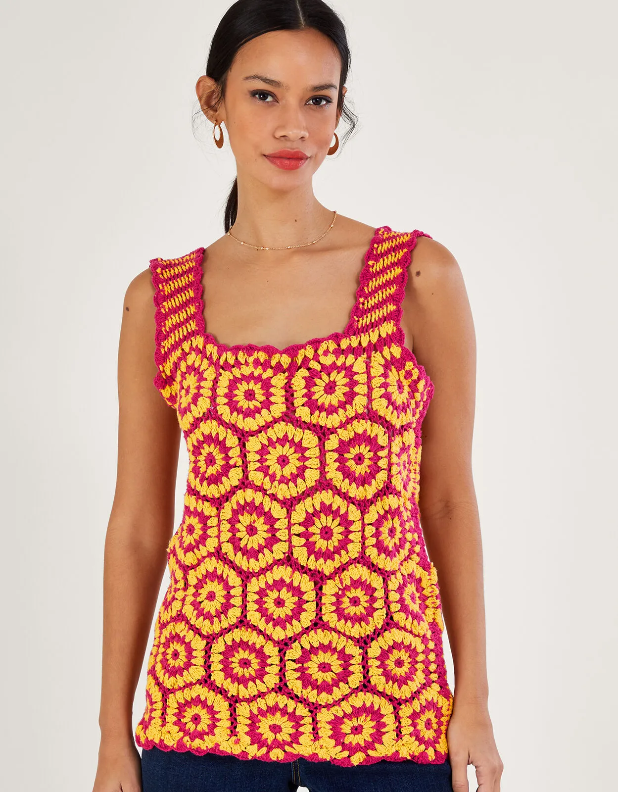 Crochet Tank Top Pink