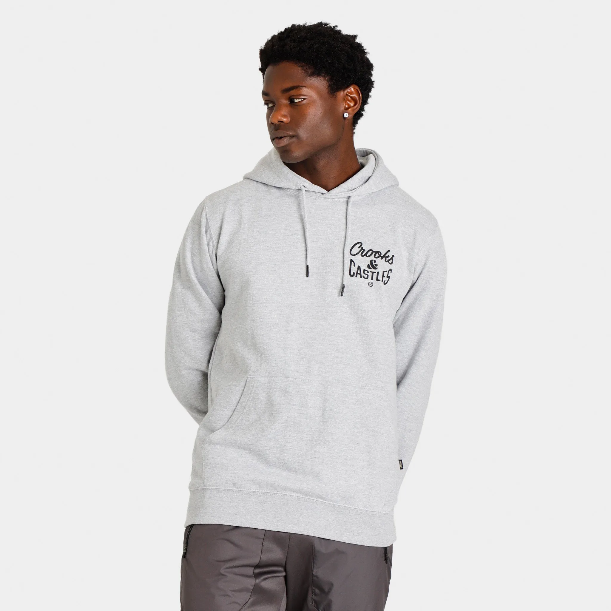 Crooks & Castles Reverse Core Logo Pullover Hoodie / Heather Grey