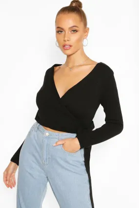 Crop Wrap Tie Front Cardigan