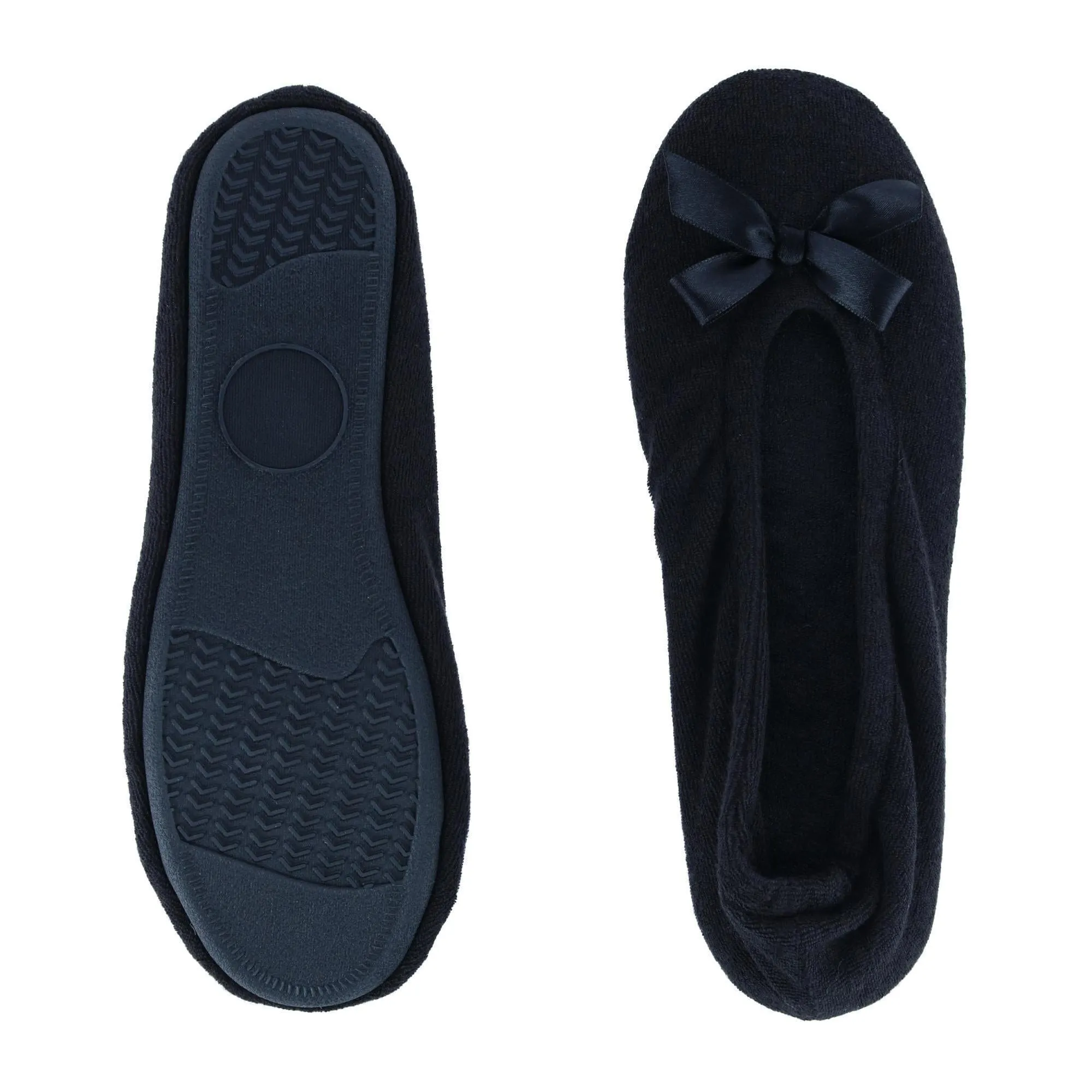 CTM Women's Terry Ballerina Slipper House Shoe (Pack of 2)