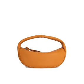 --Cush caramel flat grain leather bag-