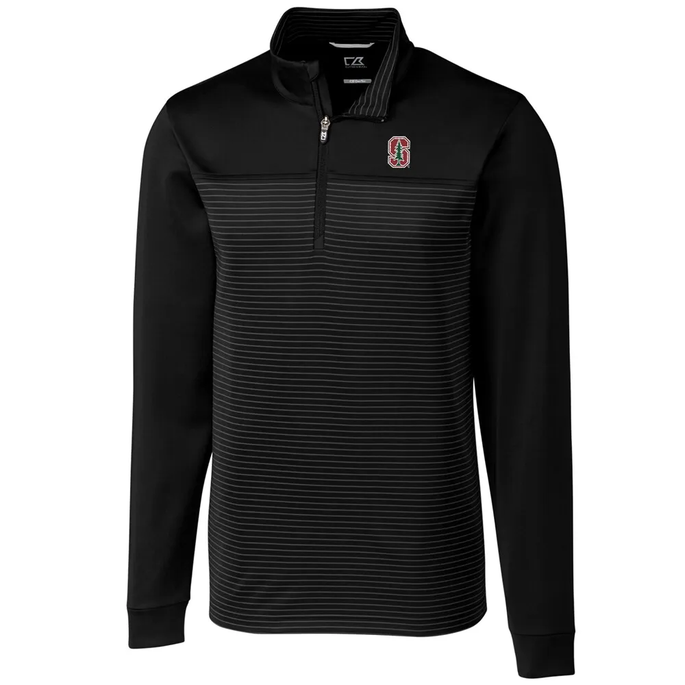 Cutter & Buck Stanford Cardinal Black Big & Tall Traverse Stripe Half-Zip Pullover Jacket