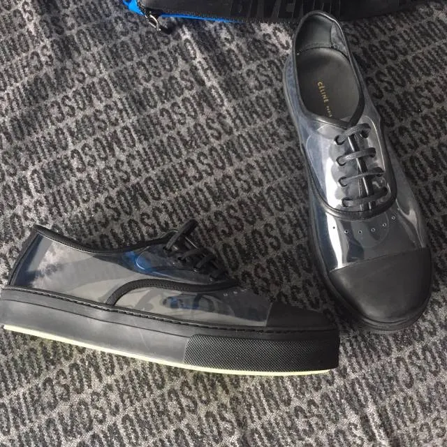 Céline pvc phoebe philo black leather low top sneakers