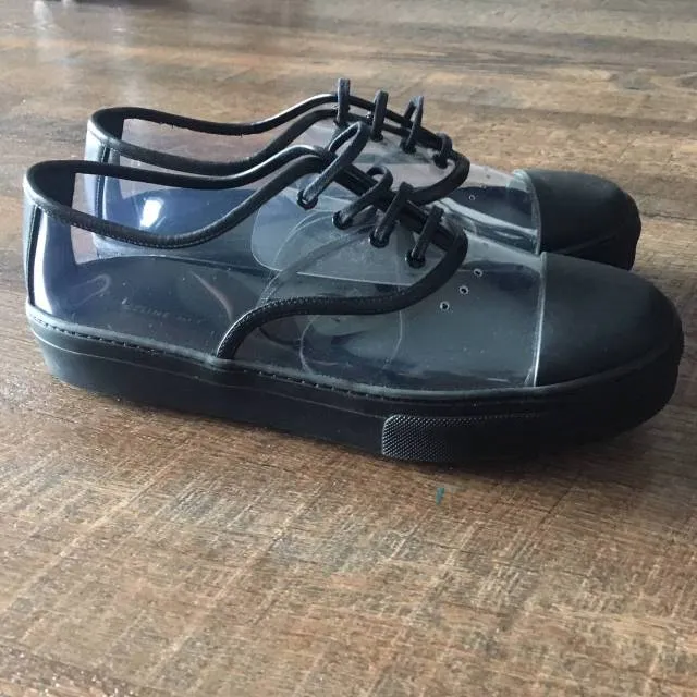 Céline pvc phoebe philo black leather low top sneakers