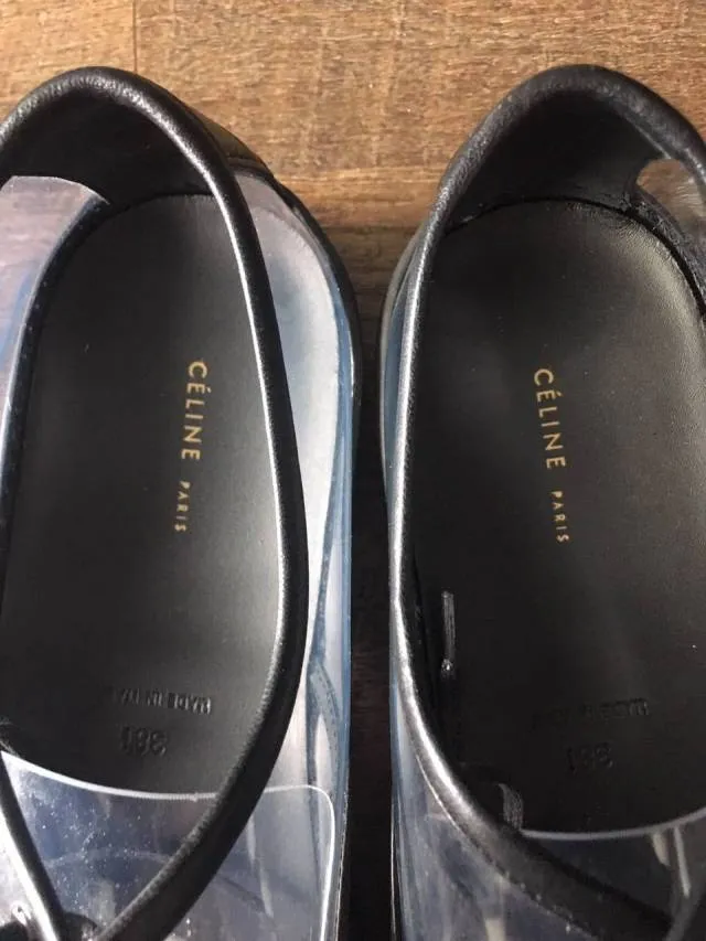 Céline pvc phoebe philo black leather low top sneakers