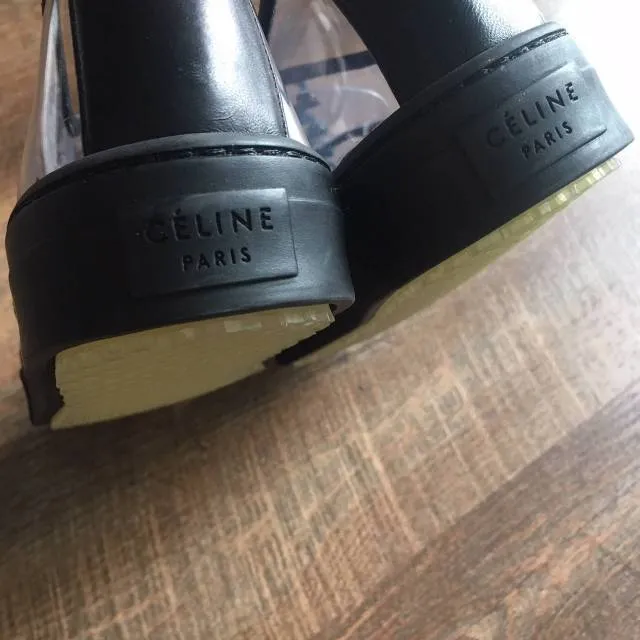 Céline pvc phoebe philo black leather low top sneakers