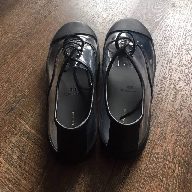 Céline pvc phoebe philo black leather low top sneakers