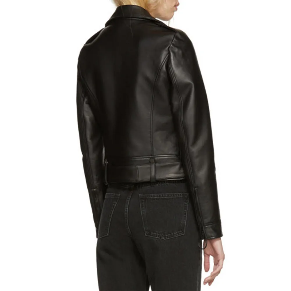 Daryn Carp E! News Daily Pop Biker Black Leather Jacket