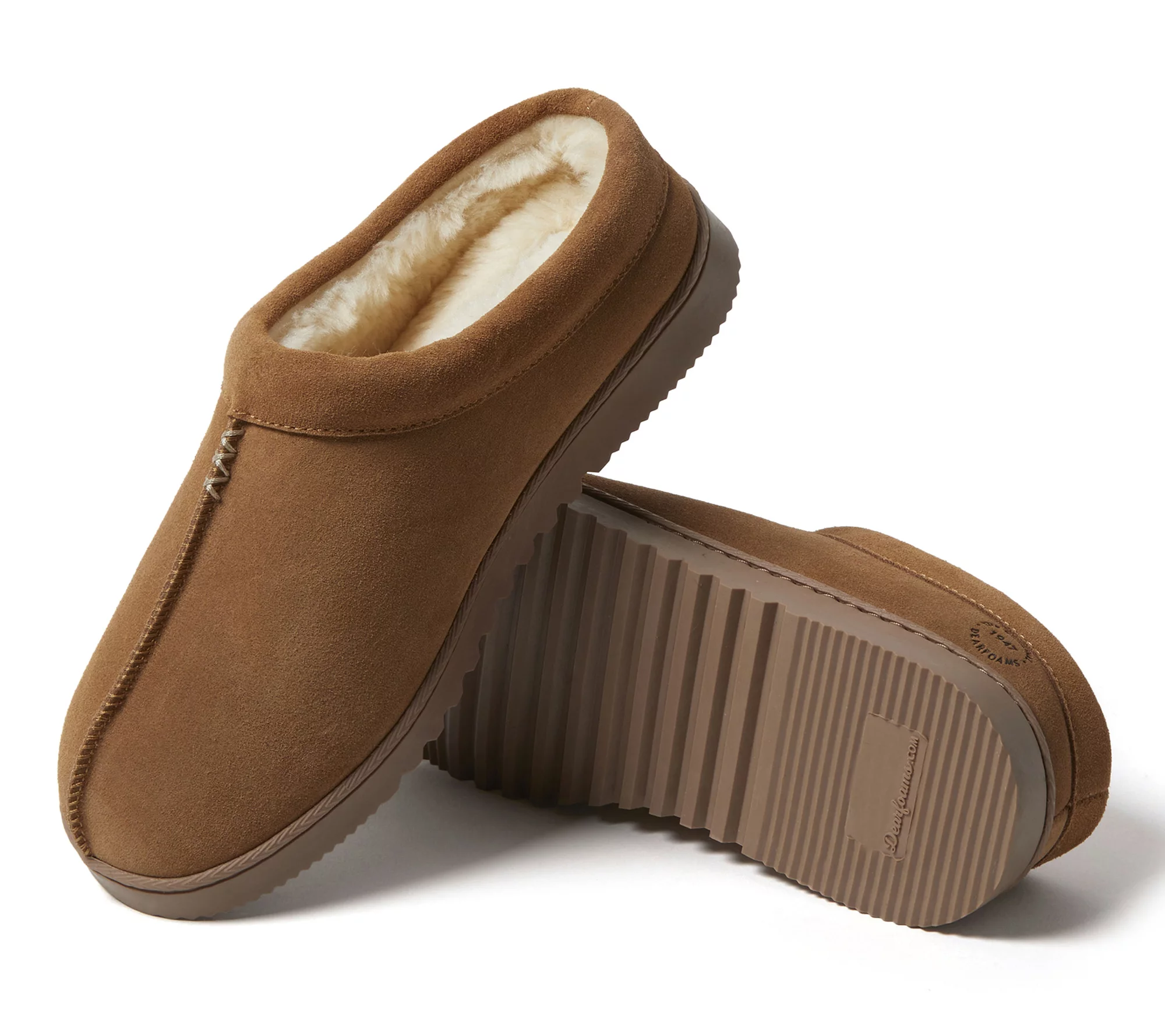 Dearfoams Men's Genuine Suede Indoor/Outdoor Clog Slipper