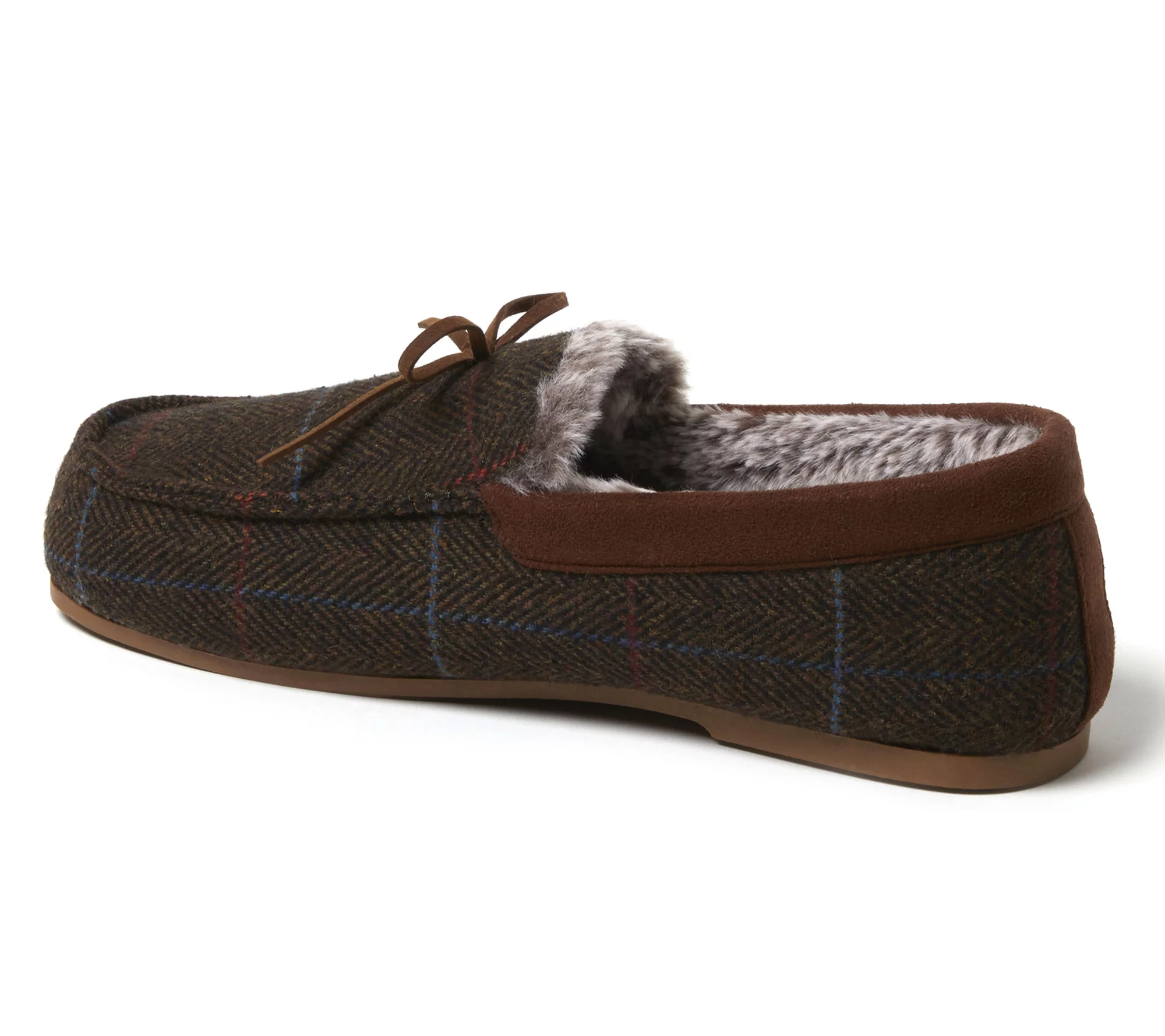 Dearfoams Men's Indoor/Outdoor Plaid Moccasin Slipper - Atlas