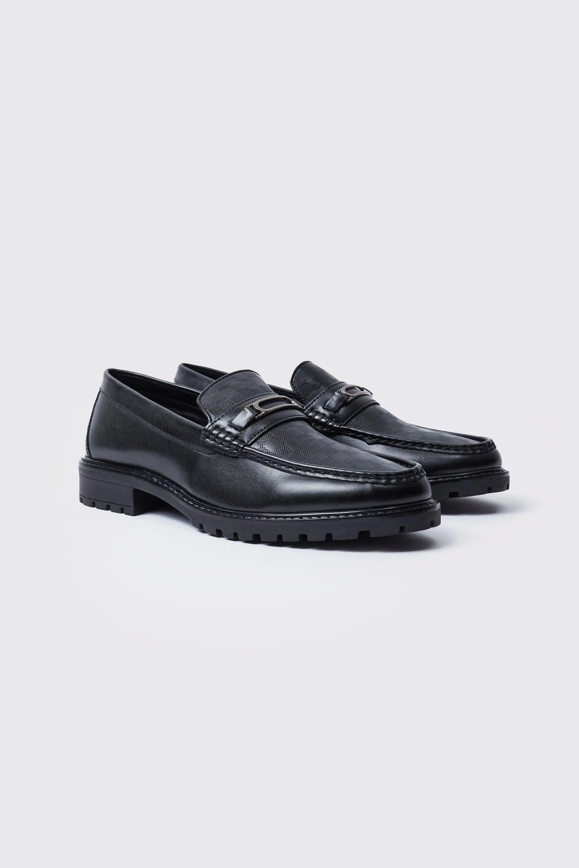 Debossed Checkerboard Chunky Loafer | boohooMAN UK