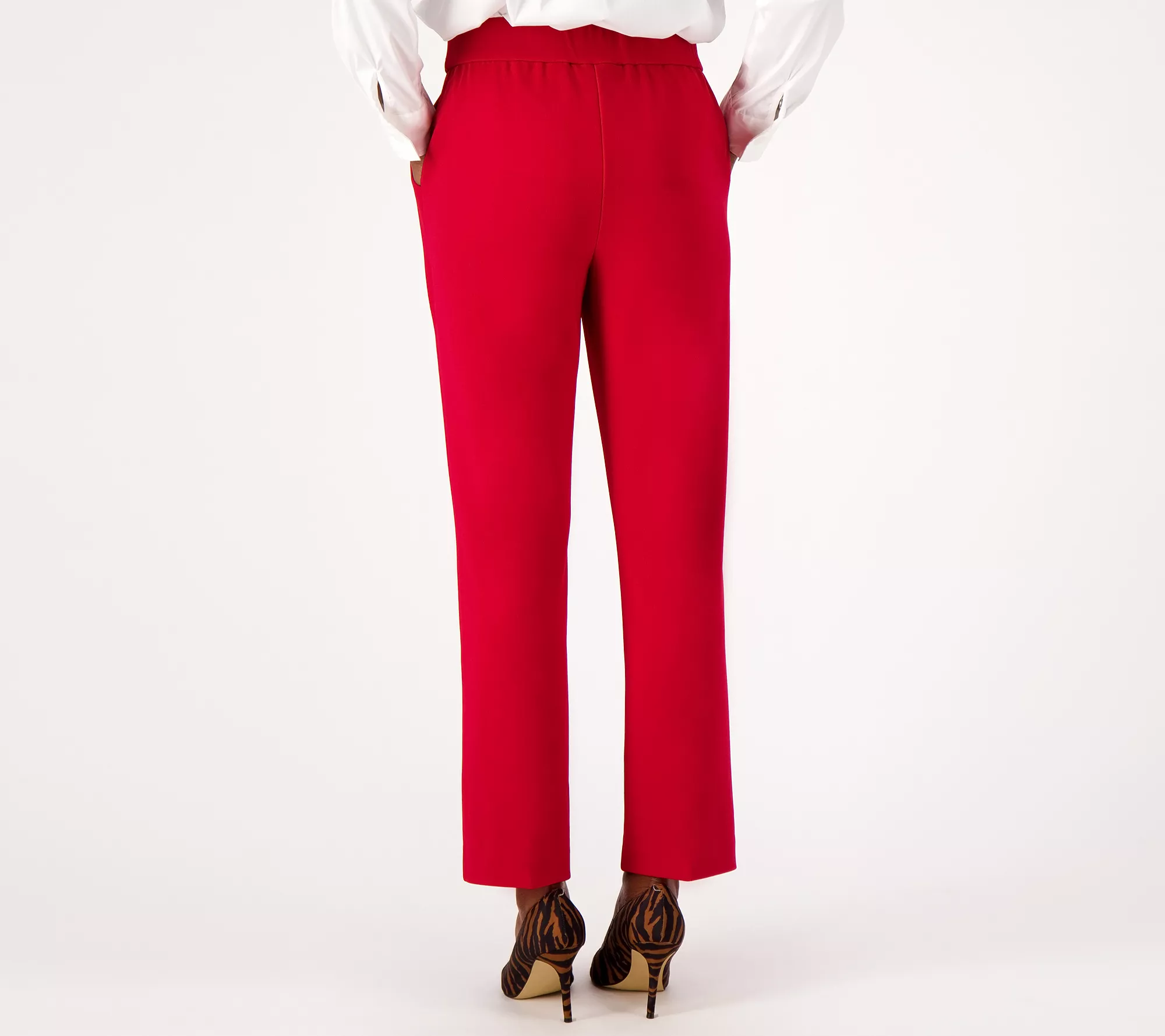 Dennis Basso Petite Luxe Crepe Slim Leg Pants w/ Slight Kick Flare
