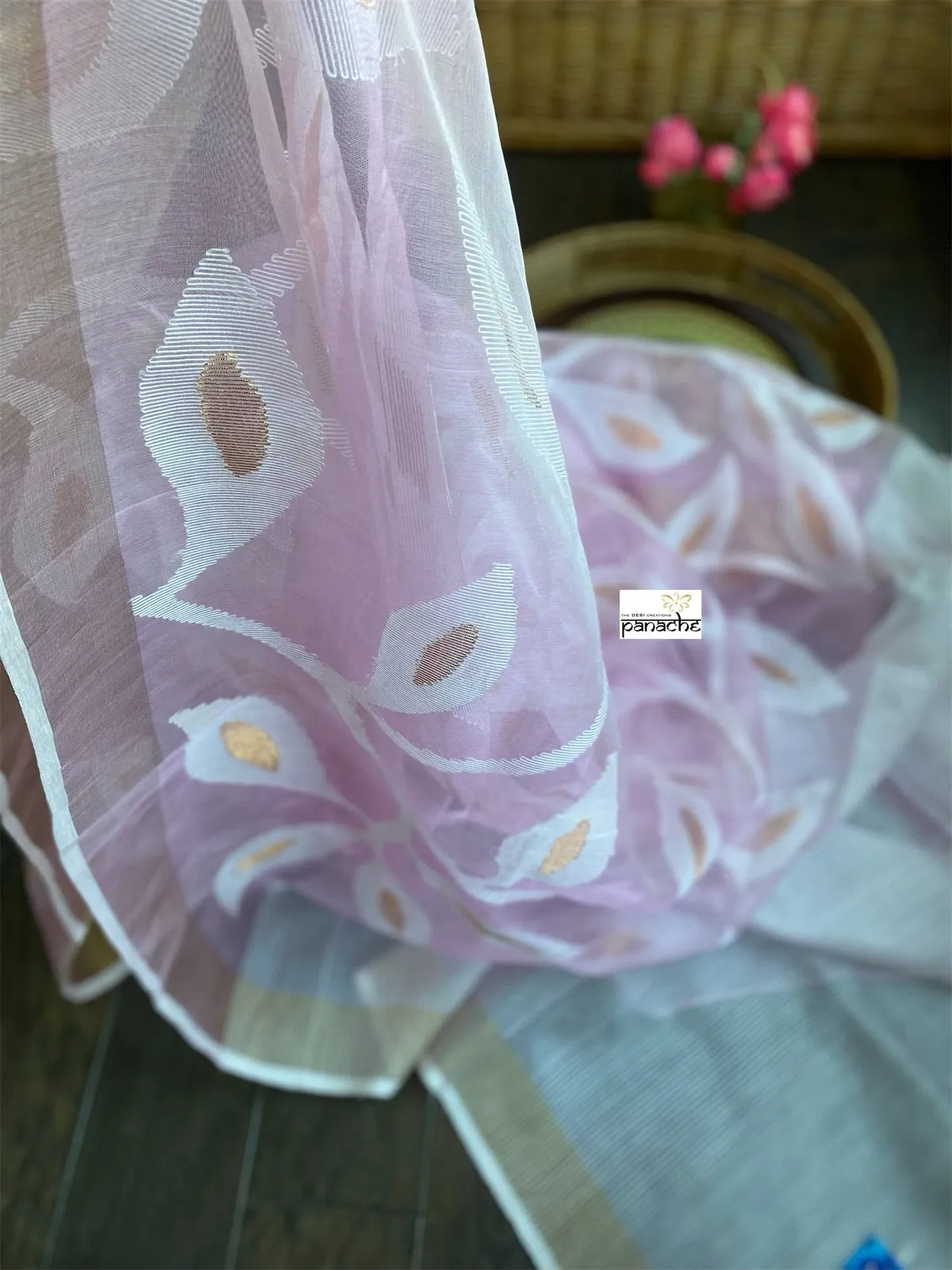 Designer Jamdaani- Pink floral