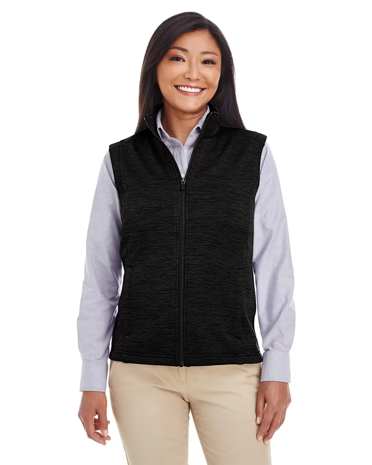 DG797W Devon & Jones Ladies' Newbury Mélange Fleece Vest SKU: DG797W