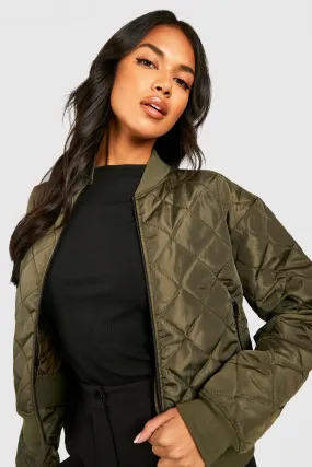 Diamond Quilted Bomber Jacket