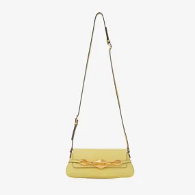Diamond Shoulder East-West S Yellow Lizard Print Mini Shoulder Bag