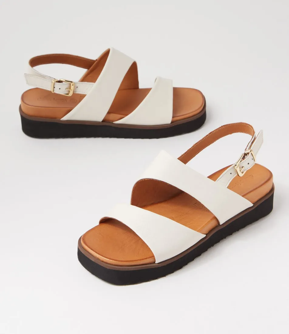 DIANA FERRARI Nimbal Cream Black Leather Sandals