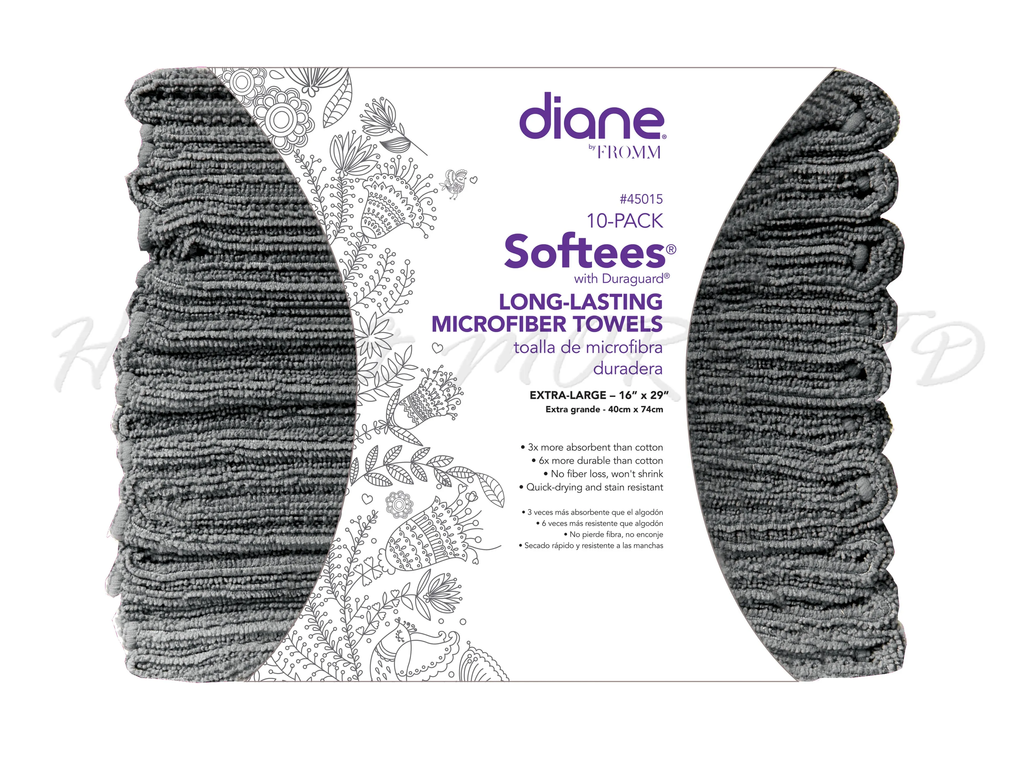 Diane Softees Microfibre Towels, 10 Pack - Grey