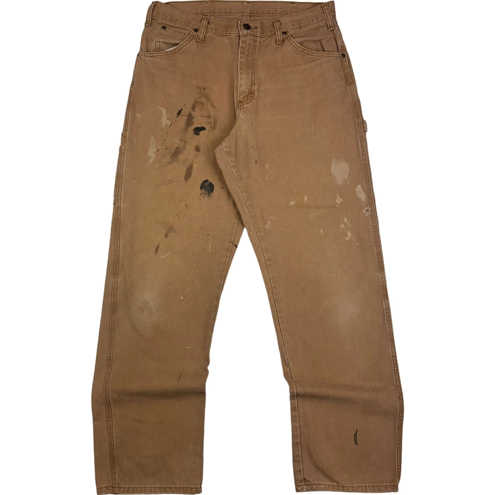 Dickies Distressed Workwear Carpenter Trousers Brown