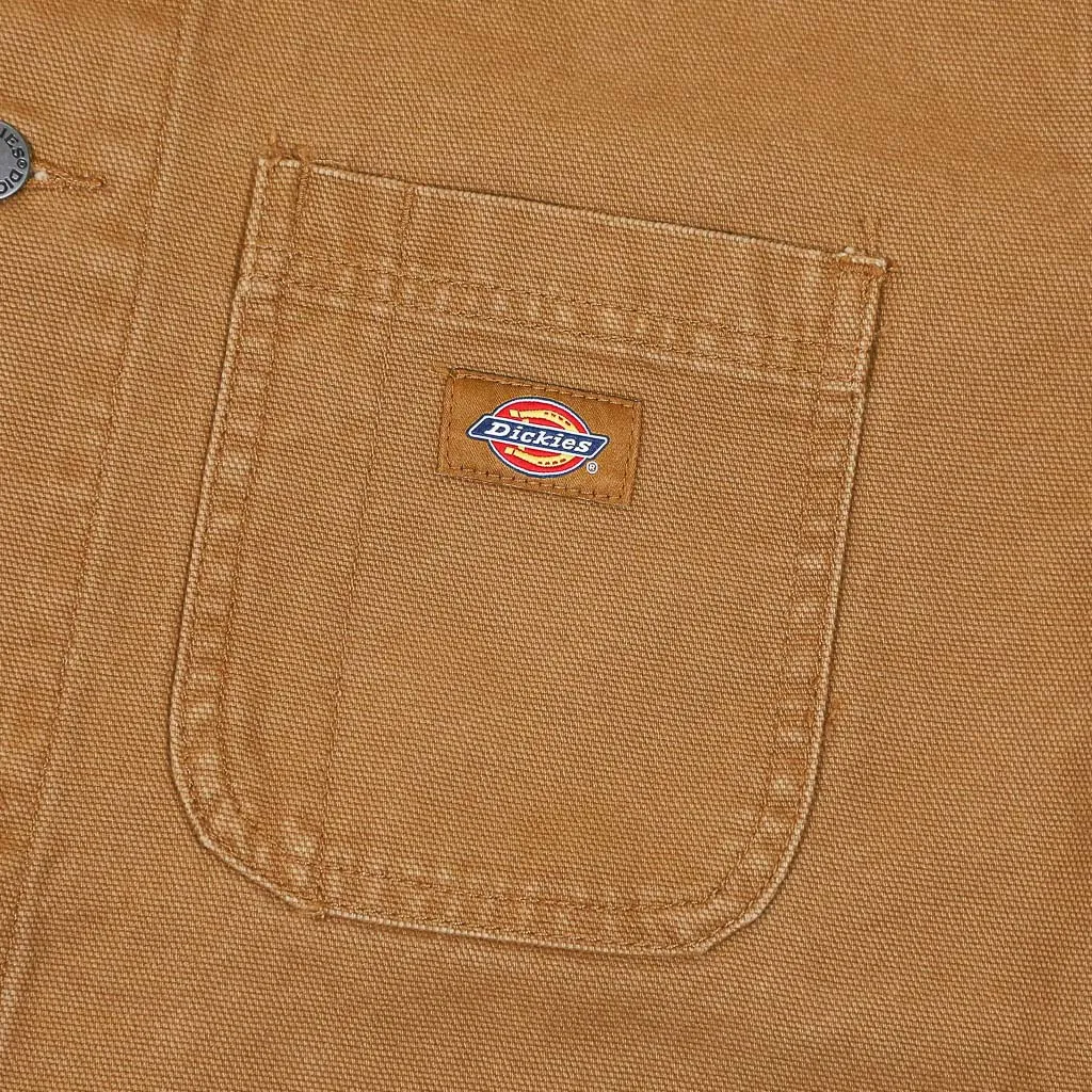 Dickies - Unlined Canvas Chore Jacket - Stone Washed Brown Duck