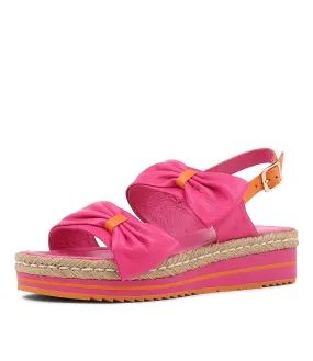 DJANGO & JULIETTE Adair Fuchsia Bright Orange Leather Sandals
