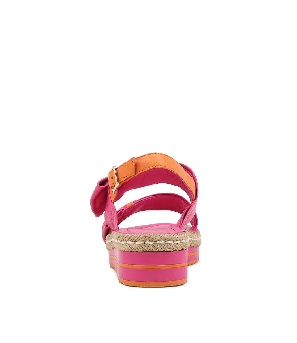 DJANGO & JULIETTE Adair Fuchsia Bright Orange Leather Sandals