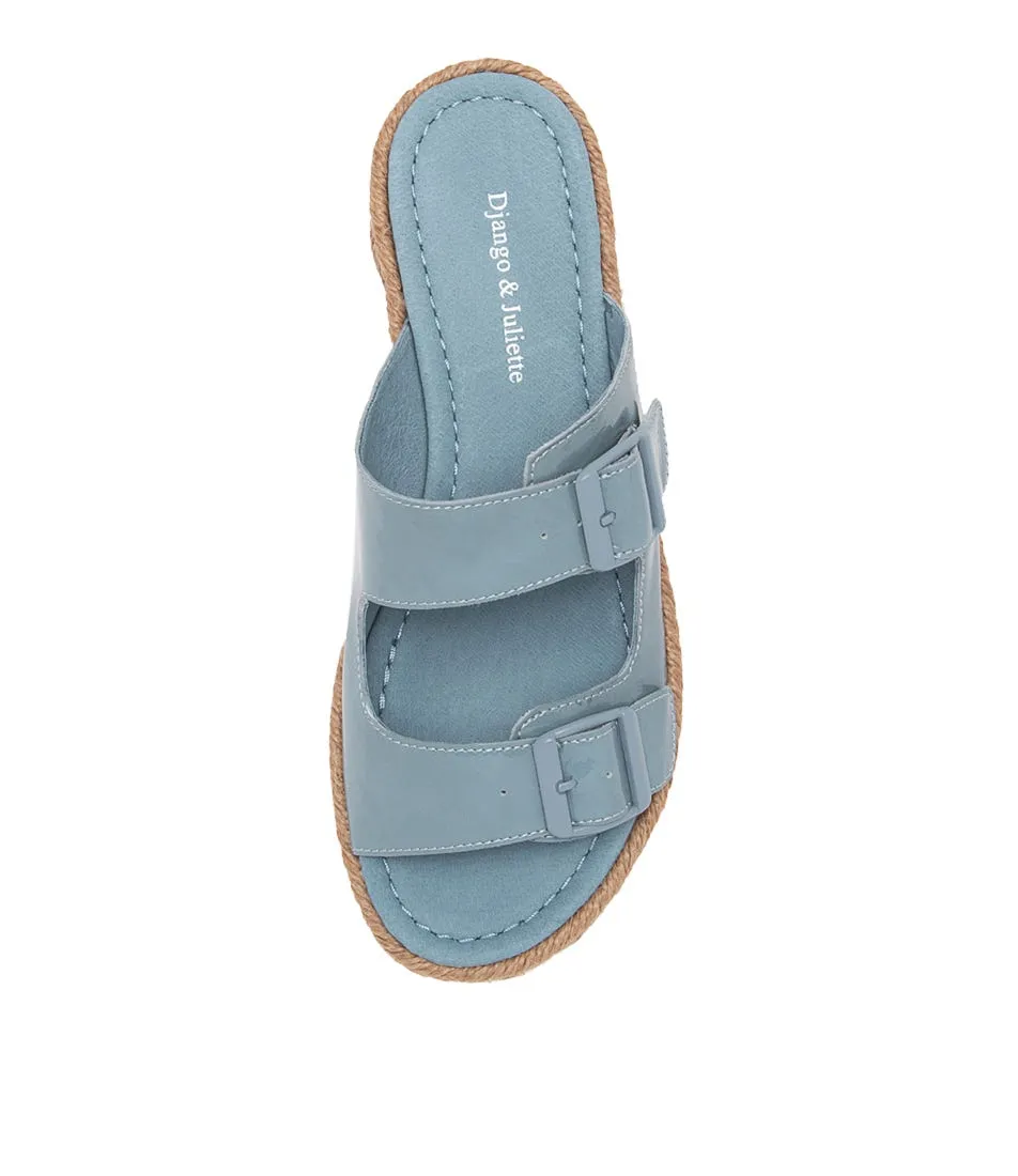 DJANGO & JULIETTE Axel Denim Patent Leather Sandals