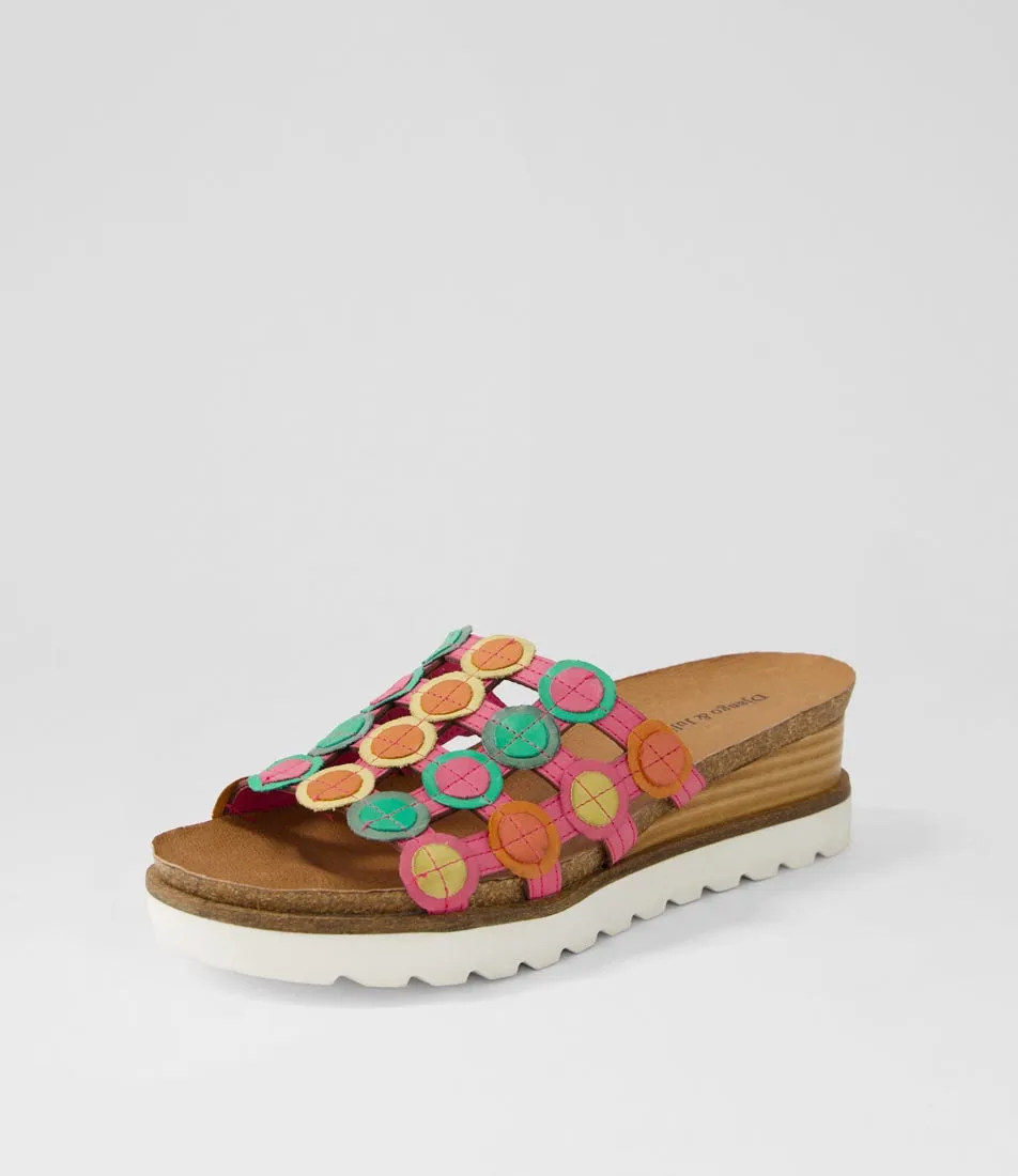 DJANGO & JULIETTE Badabing Fuchsia Bright Multi Leather Mules