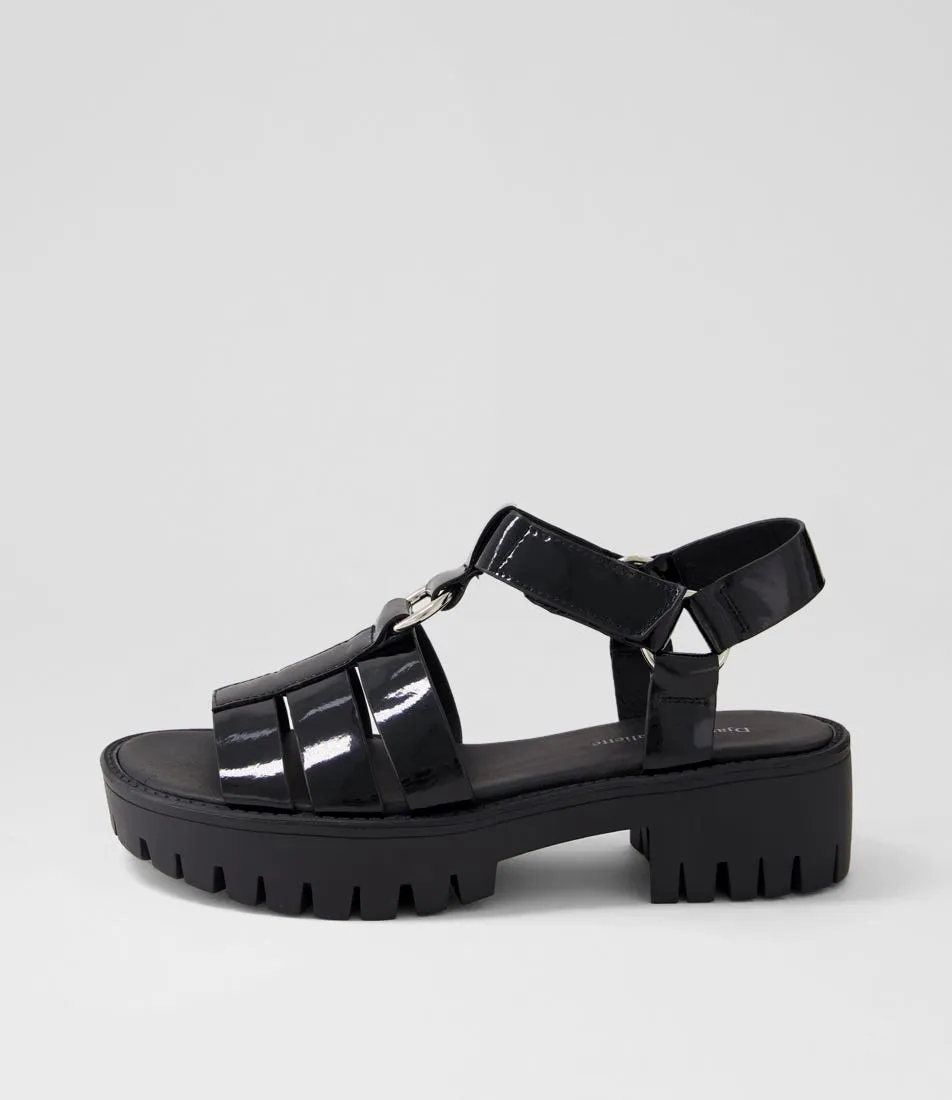 DJANGO & JULIETTE Bethal Black Patent Leather Sandals