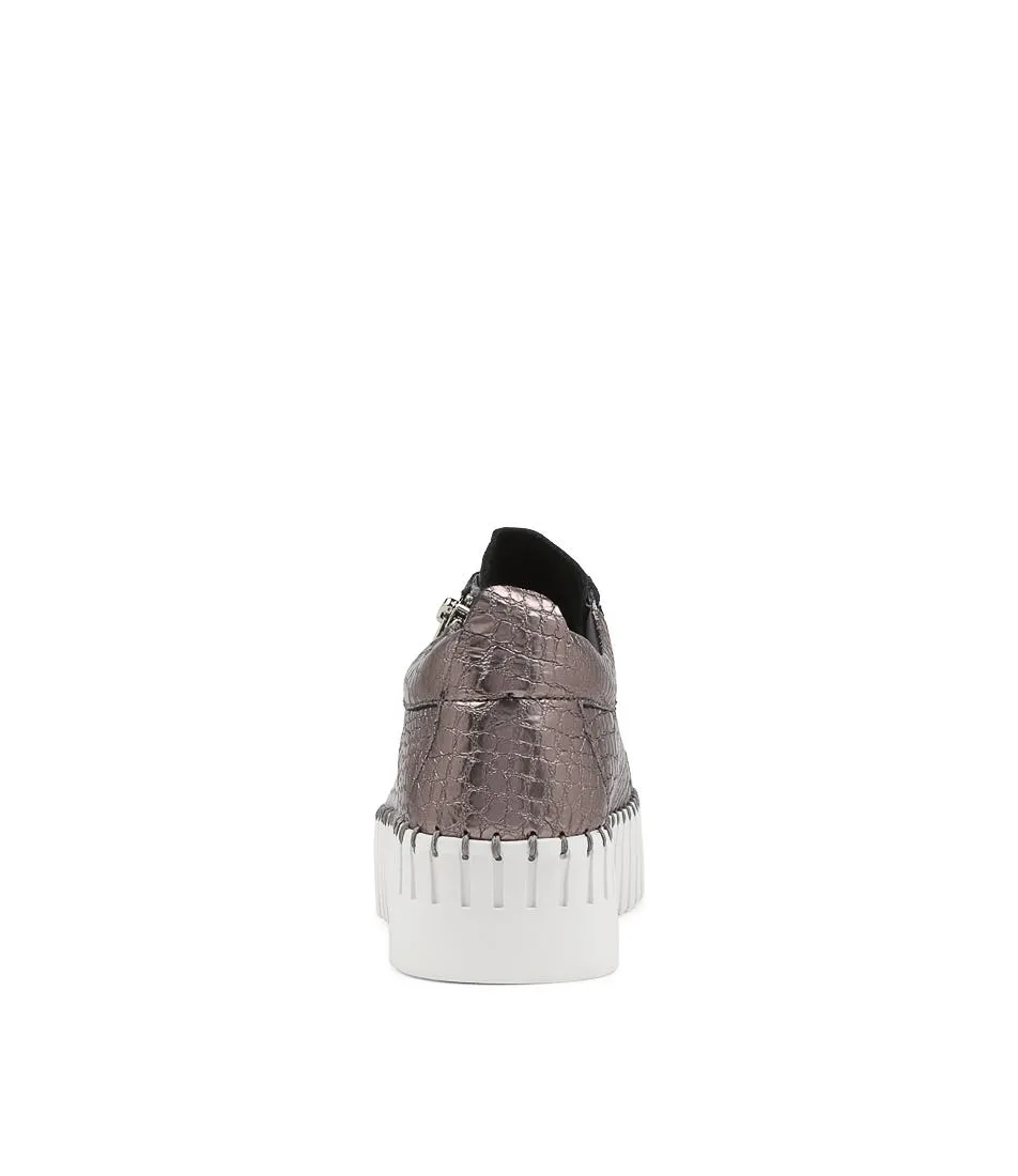 DJANGO & JULIETTE Bump Pewter Croco Leather Sneakers Ws