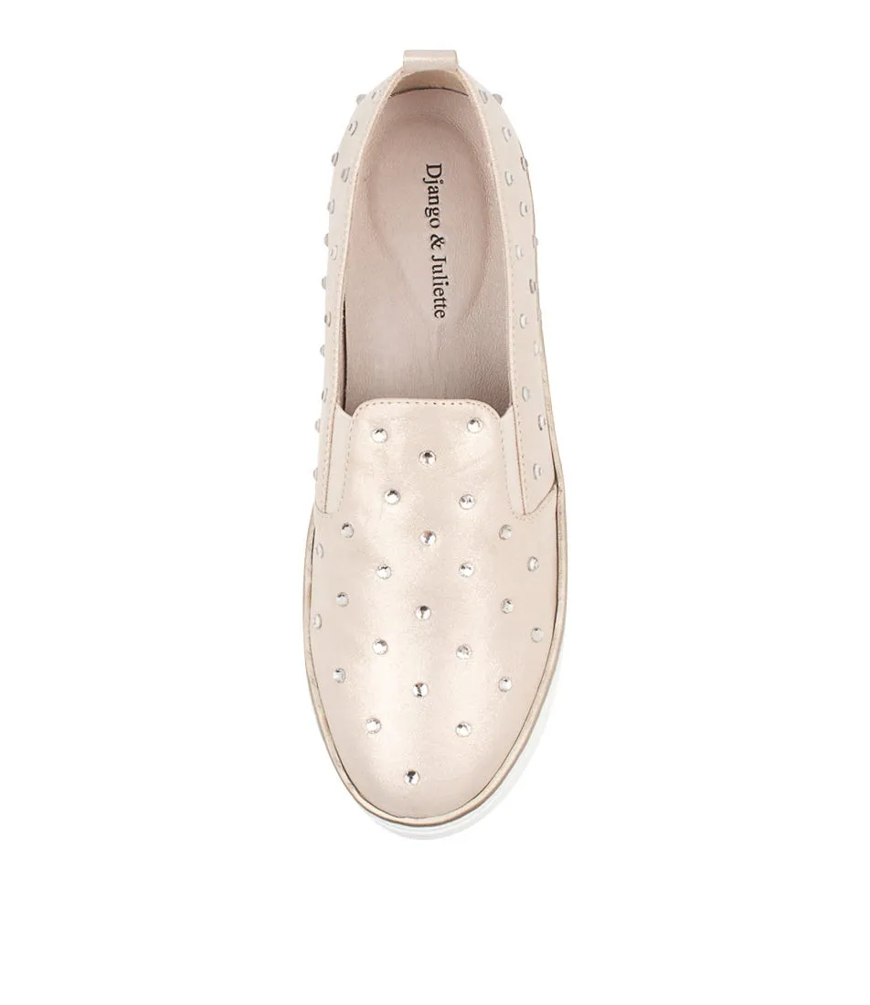 DJANGO & JULIETTE Fraiz Pale Gold Shimmer Leather Sneakers