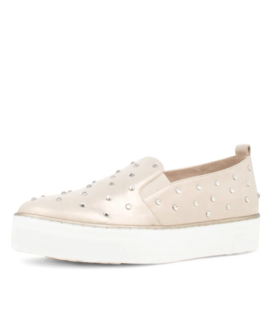 DJANGO & JULIETTE Fraiz Pale Gold Shimmer Leather Sneakers