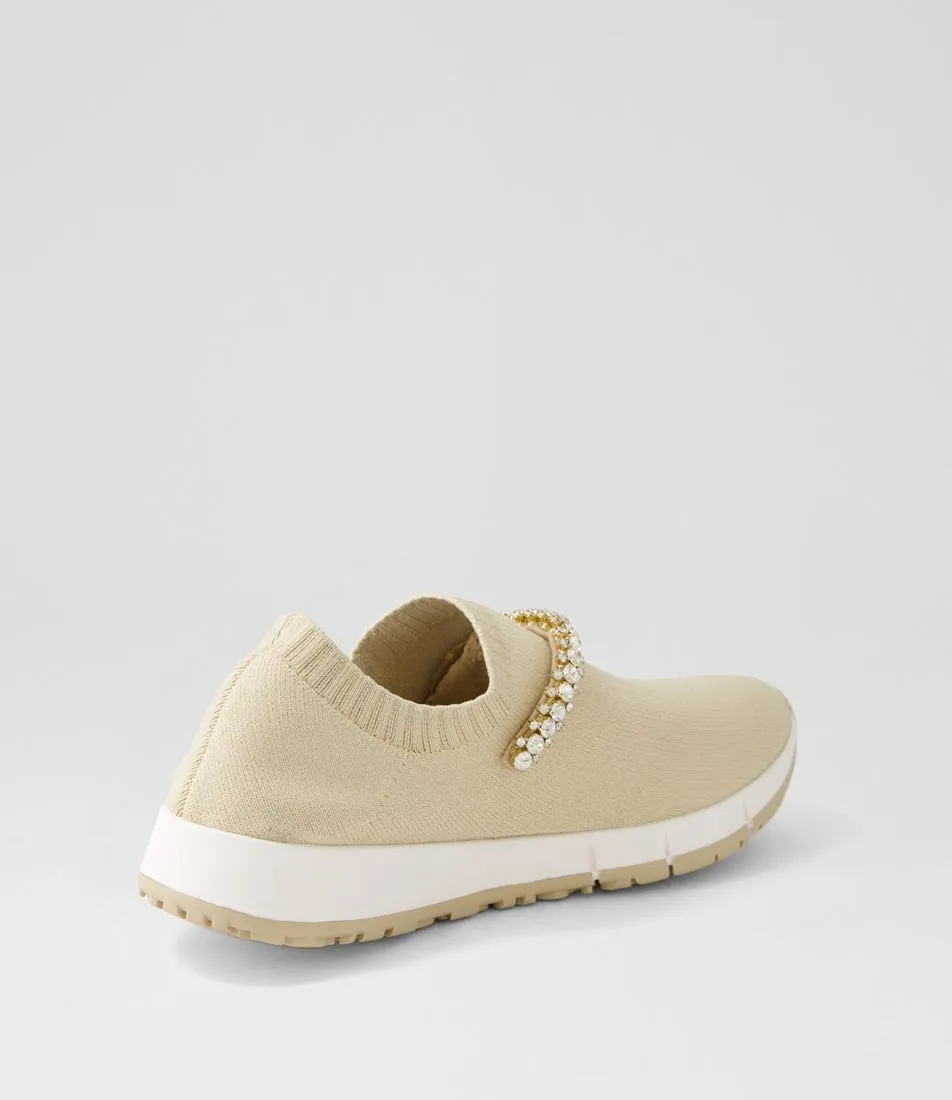 DJANGO & JULIETTE Jolo Sand Gold Trim Fabric Sneakers