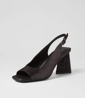 DJANGO & JULIETTE Lantos Black Shimmer Jewels Leather Sandals