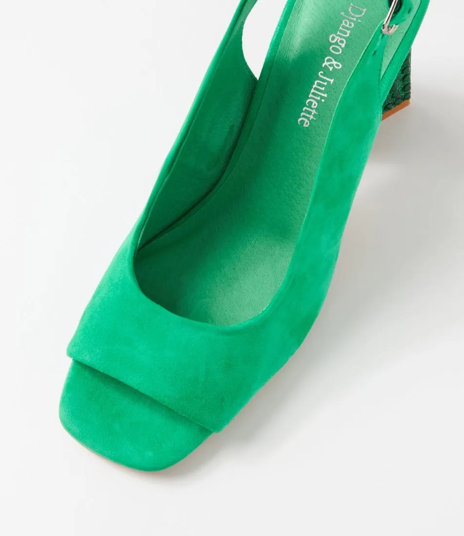 DJANGO & JULIETTE Lantos Emerald Suede Jewels Sandals