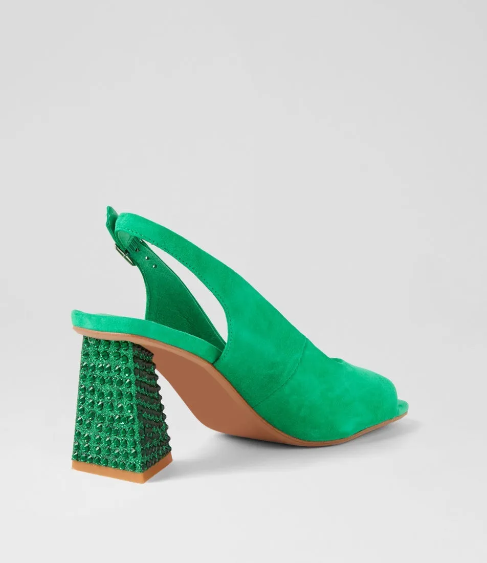 DJANGO & JULIETTE Lantos Emerald Suede Jewels Sandals