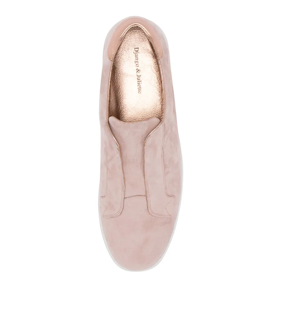 DJANGO & JULIETTE Lia Nude Suede Sneakers Pale Rose Gold