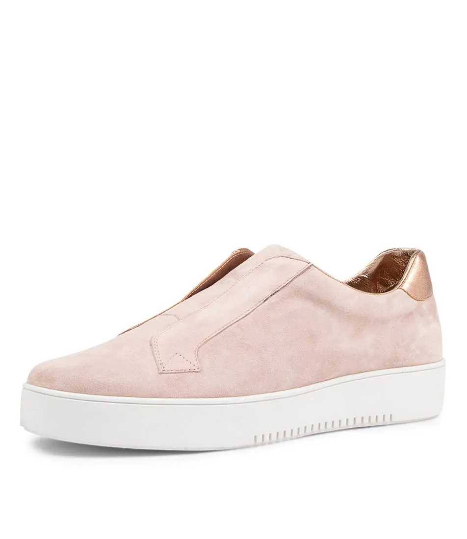 DJANGO & JULIETTE Lia Nude Suede Sneakers Pale Rose Gold