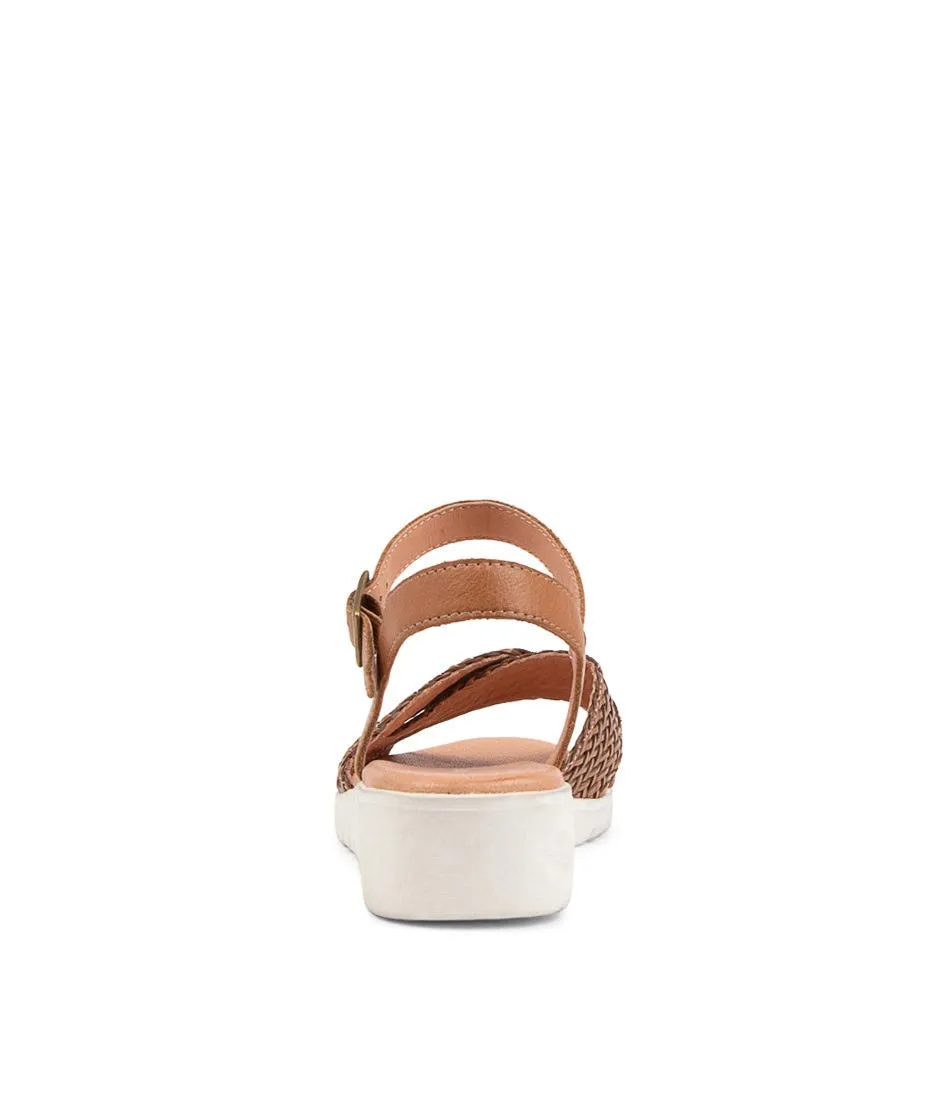 DJANGO & JULIETTE Makiki Dark Tan Weave Leather Sandals