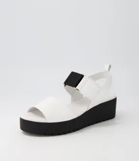 DJANGO & JULIETTE Oadison White Black Leather Elastic Sandals