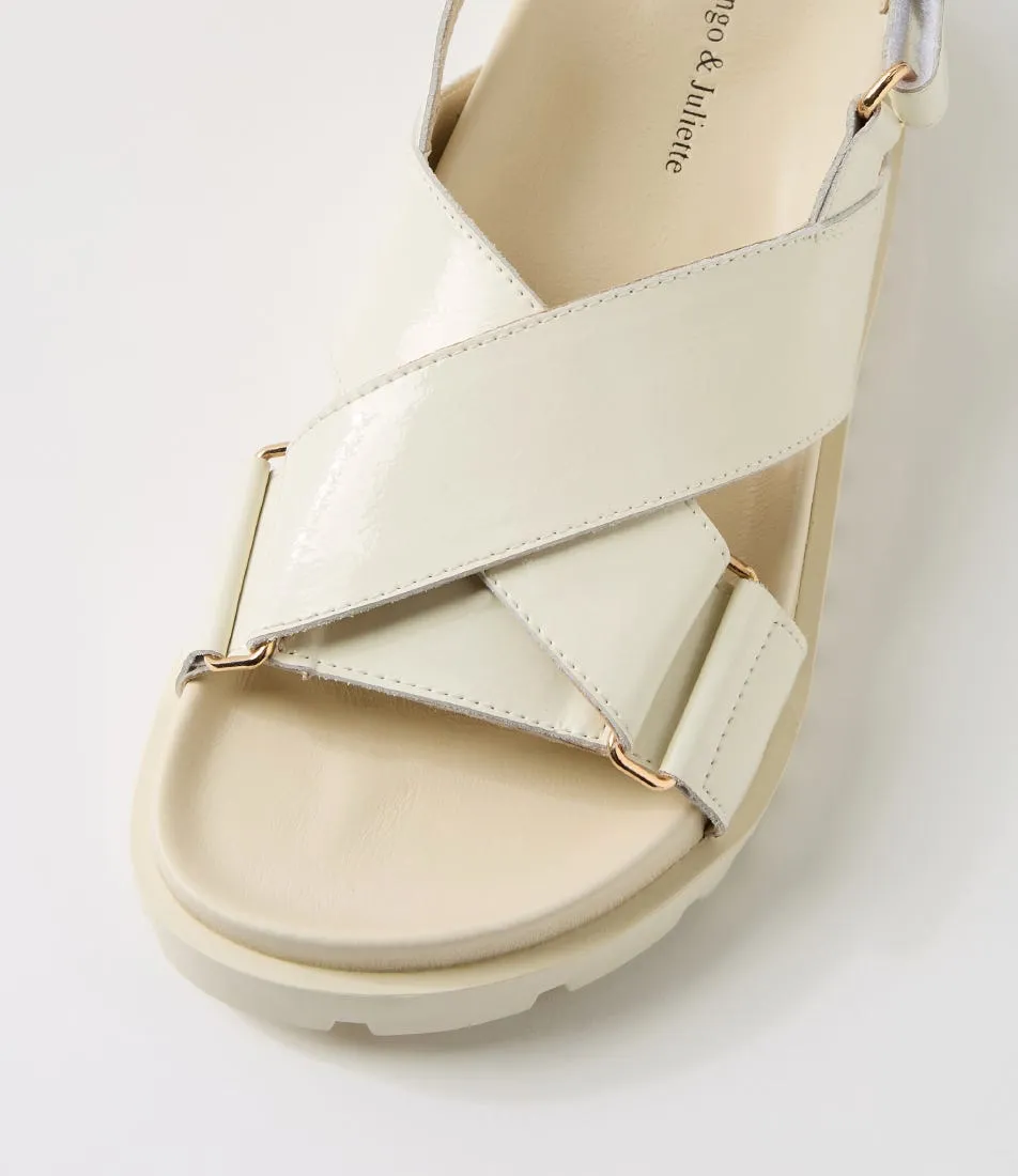 DJANGO & JULIETTE Ubari Ivory Patent Leather Sandals