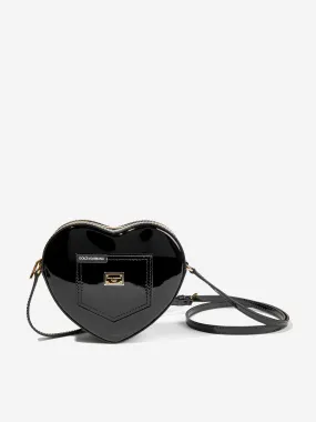 Dolce & Gabbana Girls Leather Heart Crossbody Bag in Black (20cm)