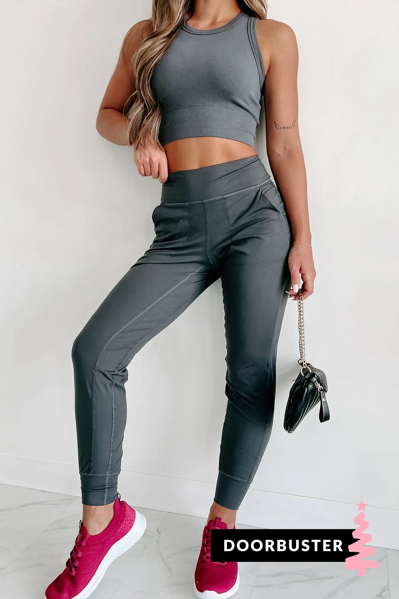 Doorbuster Late Night Trips High Waist Joggers (Charcoal)