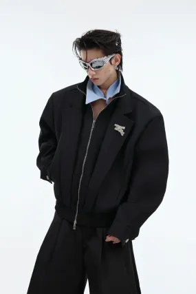 Double Collar Layered Padded Jacket