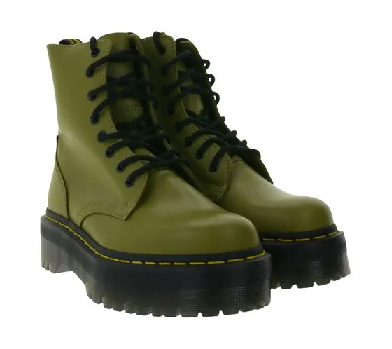 Dr. Martens Jadon Botas altas de piel auténtica para mujer, botas robustas con cordones y cordones de 8 agujeros 27311361 verde 