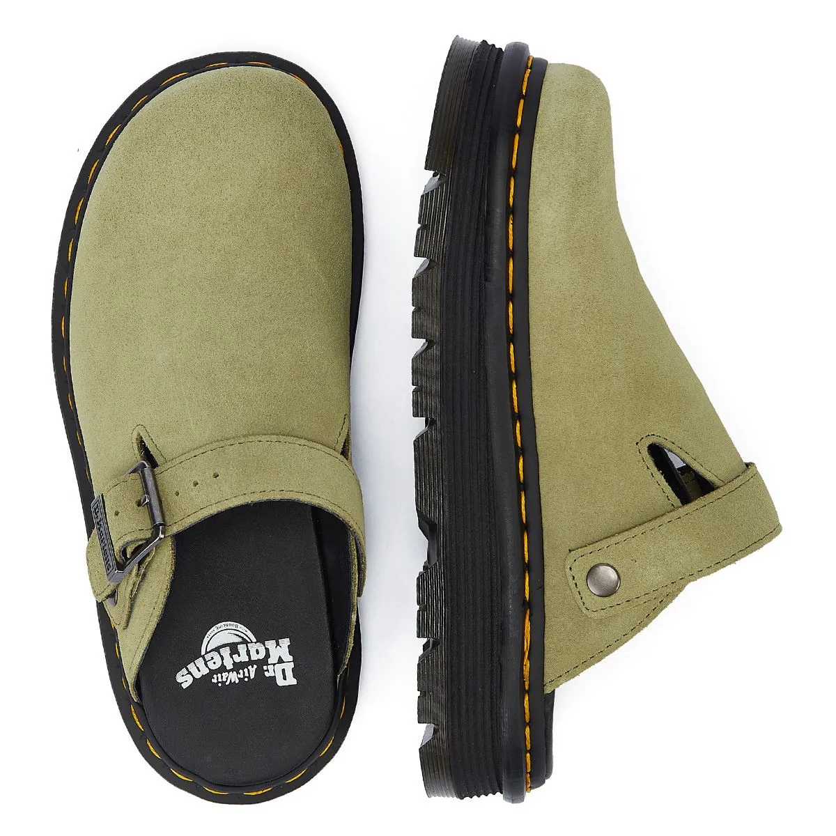 Dr. Martens Zebzag EH Suede Muted Olive Mule