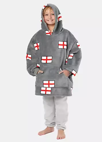Dreamscene Kids England Flag Printed Hooded Fleece Blanket | Kaleidoscope