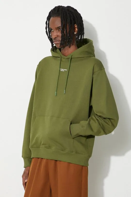 Drôle de Monsieur cotton sweatshirt Le Hoodie Slogan men's green color hooded smooth D-HO153-CO127-KK